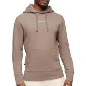 Superdry pour homme. M2013518A Sweat à capuche ample avec imprimé micrologo beige (XL), Casuel, Sport, Coton