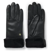 BOSS Gants en cuir avec poignets à revers en fourrure synthétique
