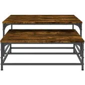 vidaXL Tables d'ensemble 2 pcs. Chêne fumé Matériau dérivé du bois