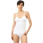 Mey - Le top avec soutien-gorge en pur coton peigné, blanc, Femme, Taille 40