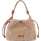 Lancaster Sac besace A lacets coulissants M Moumoute Cognac