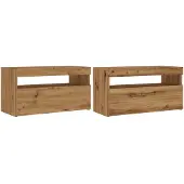 vidaXL Armoires TV avec lampes LED 2 pcs. Chêne Artisan Matériaux dérivés du bois