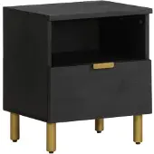 vidaXL Table de chevet noir 40x33x46 cm bois d'ingénierie