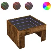 vidaXL Table basse avec Infinity-LED chêne fumé 50x50x30 cm