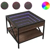 vidaXL Table basse avec Infinity-LED brun imitation chêne 50x50x38 cm
