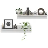 vidaXL Étagères murales 2 pcs Blanc 80x11,5x18 cm bois d'ingénierie