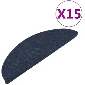vidaXL Tapis d'escalier autocollants 15 pcs 56x17x3 cm Bleu