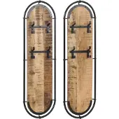 vidaXL Porte-manteaux muraux 4 crochets 2pcs bois massif manguier brut