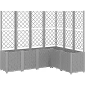 vidaXL Jardinière avec treillis gris clair 160x120x140 cm PP