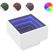 vidaXL Table de chevet avec LED infini blanc 40x40x30 cm