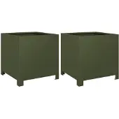 vidaXL Jardinières 2 pcs vert olive 40x40x40 cm acier