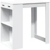 vidaXL Table de bar blanche 102x70x103,5 cm Bois composite