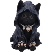 Nemesis Now Figurine de chat faucheuse masqu e de , polyr sine, noire, 16 cm
