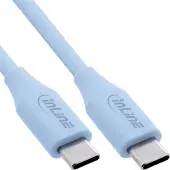 InLine Câble USB 2.0, USB-C Câble de charge rapide 100W, bonbon glacé/bleu 1m