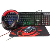 Ultron HAWK Gaming Set keyboard Mouse included QWERTZ German Black, Red, White