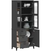 vidaXL Highboard VIKEN Anthracite 80x40x190 cm Pin massif