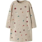 Name it Chemise de nuit 'NMFVismas' beige / sapin / rouge foncé / blanc