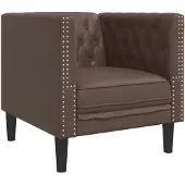 vidaXL Fauteuil Chesterfield Marron Similicuir
