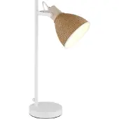 Globo Lampe de bureau Lyndon Blanc avec du rotin