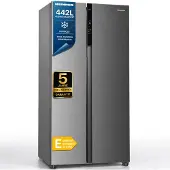 Heinner HSBS-H442NFXE++ Réfrigérateur Side-by-Side 442 L, No Frost, écran tactile, Smart-Eco, acier inoxydable