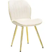 Mauro Ferretti Ensemble De 2 Chaises Paris Space Crème/Or - Chaises Rembourrées En Velours Synthétique Avec Dossier Ergonomique - Design Glamour Contemporain