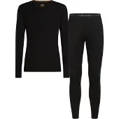 Icebreaker - Ensemble T-shirt et legging en laine de mérinos - M Merino 175 Everyday LS Crewe and Leggings Set Black en Laine - Taille L - Noir