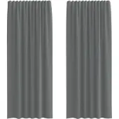 vidaXL Voile Rideaux avec poches pour tringles 2 pcs. Gris foncé
