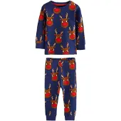Next Pyjama 'Christmas' bleu foncé / marron / rouge vif / blanc