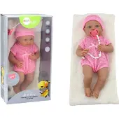 Leantoys Poupée bébé en vêtements roses, chapeau, sucette et couverture