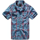 Brandit Chemise 'Roadstar' bleu fumé / rouge feu / blanc