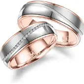 MARRYA Bague 'ES-23 Ehering aus Edelstahl - Silberfarben & Rosé' argent