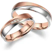 MARRYA Bague 'ES-35 Ehering aus Edelstahl - Silberfarben & Rosé' argent