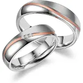 MARRYA Bague 'ES-11 Ehering aus Edelstahl - Silberfarben & Rosé' argent