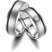 MARRYA Bague 'ES-05 Ehering aus Edelstahl – Silberfarben & Schwarz' gris clair
