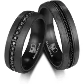 MARRYA Bague 'CA-01 Ehering aus Carbon + Edelstahl - "Schwarz"' noir