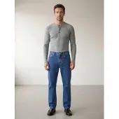 ARMIE T-Shirt 'The Peter Slim-Fit Henley Ribbed Shirt' gris clair