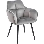 FurniTex Fauteuil en velours gris K40-FX