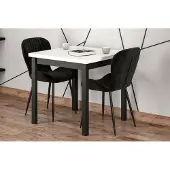 FurniTex Fauteuil glamour en velours noir pour le salon
