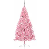 vidaXL Sapin de Noël artificiel pré-éclairé Rose 210 cm PVC