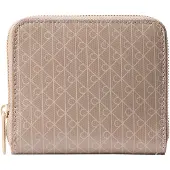 Calvin Klein Porte-monnaies 'Coated Emblem Print Zip-around' beige / noir