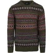 Barbour Pull-over gris / olive / orange foncé / rouge rubis