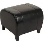 Mendler Tabouret pouf cuir EMMEN, 39x45x47cm noir