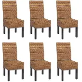 Mendler Lot de 6 chaises M69, banane tressée pieds foncés