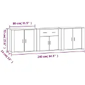 vidaXL Sideboards 3 pcs. Chêne fumé Bois composite
