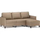 vidaXL Canapé 3 places avec pouf cappuccino brun 180 cm similicuir