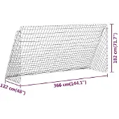 Shumee But de football avec filet blanc 366x122x182 cm Acier