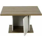 CALICOSY - Table basse barReproduction blanc et chêne - ATOS