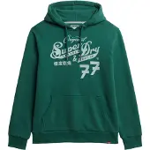 Superdry Homme Sweat à Capuche Leather &amp; Boot Co Script Vert Taille: S