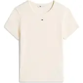 Tommy Hilfiger Slim Essential Ext Short Sleeve T-shirt Beige S Femme