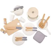 New Classic Toys Dinette en bois - - Modèle blanc - 20 pièces - Pour enfants de 2 à 6 ans - Intérieur